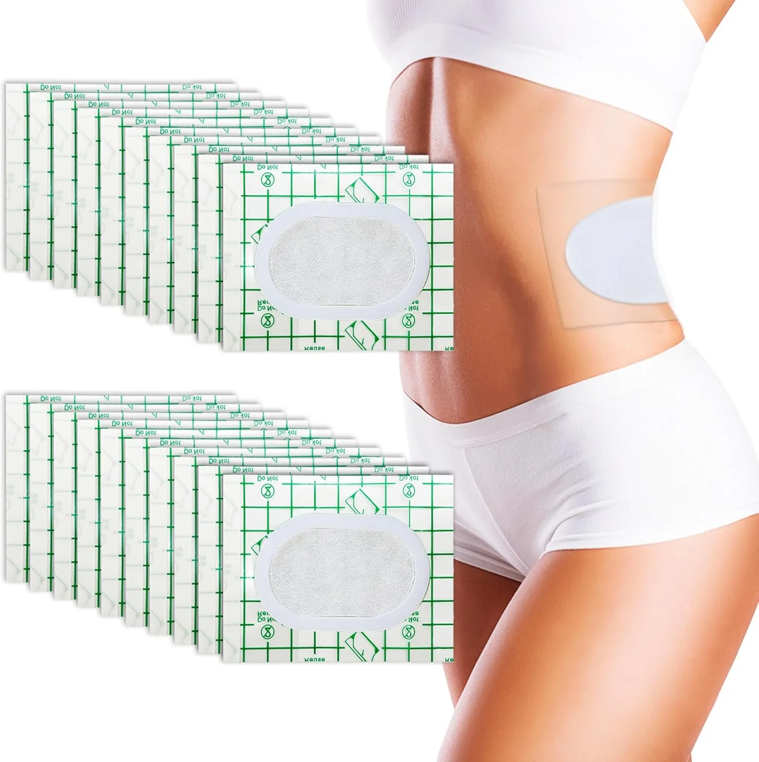 20 Pack Disposable Castor Oil Pack Wrap for Stomach, 8“ x 6” Soft PU FilmCastor Oil Patches for Sensitive Skin, Organic Cotton, Water-Resistant, No Irritation, Anti Leakage，No Wash Castor Oil Pad