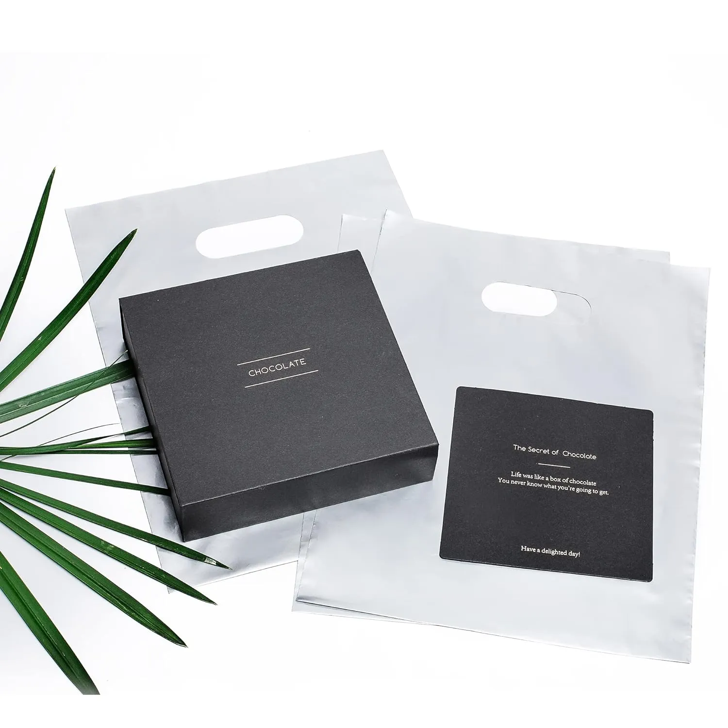 200 Black & Silver Bags for Small Business 100 Black and 100 Silver 1.5Mil Thick 9"x12" Perfect For Merchandise Retail and Boutique Glossy Bags With Handles