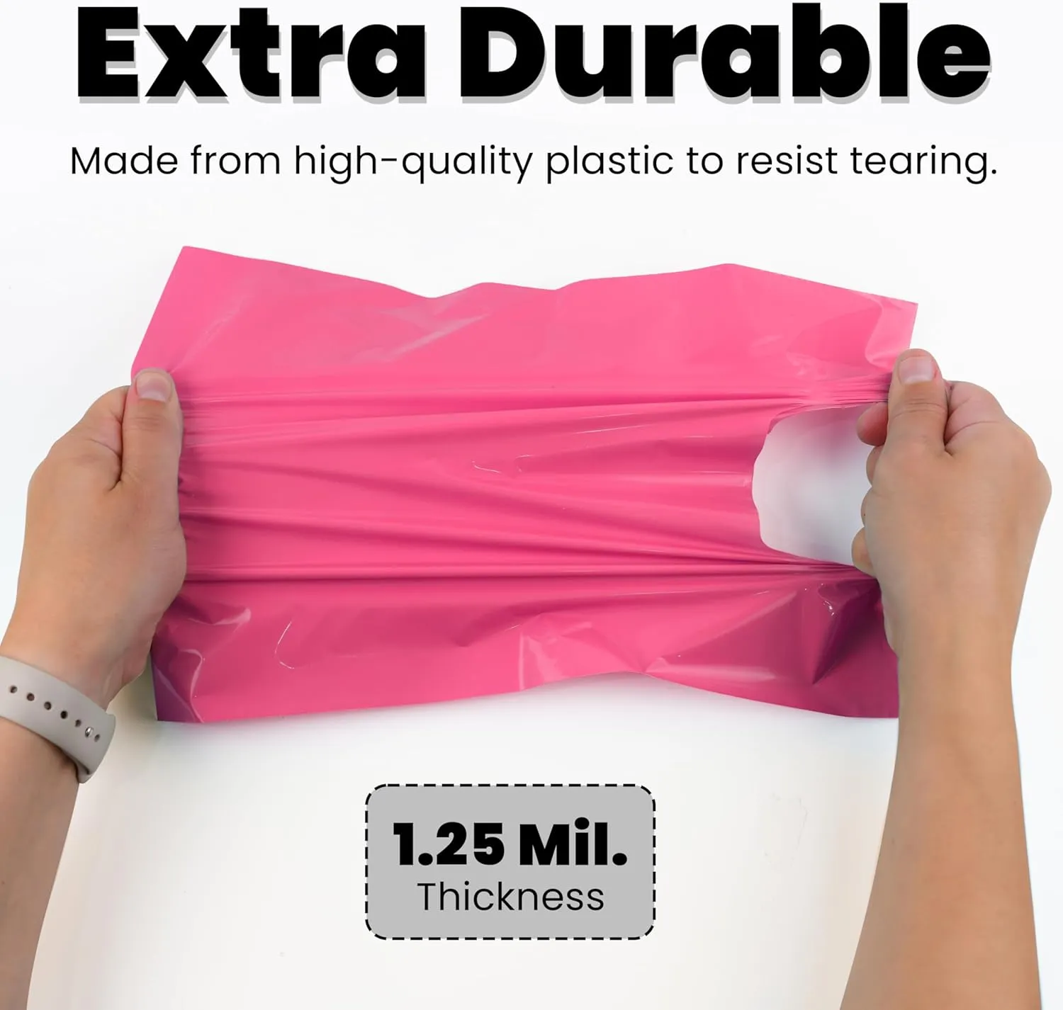 200 Pink and Purple Glossy Merchandise Bags, Shopping Bags, 9” X 12” with Die Cut Handle, No Gusset, 1.25 Mil.