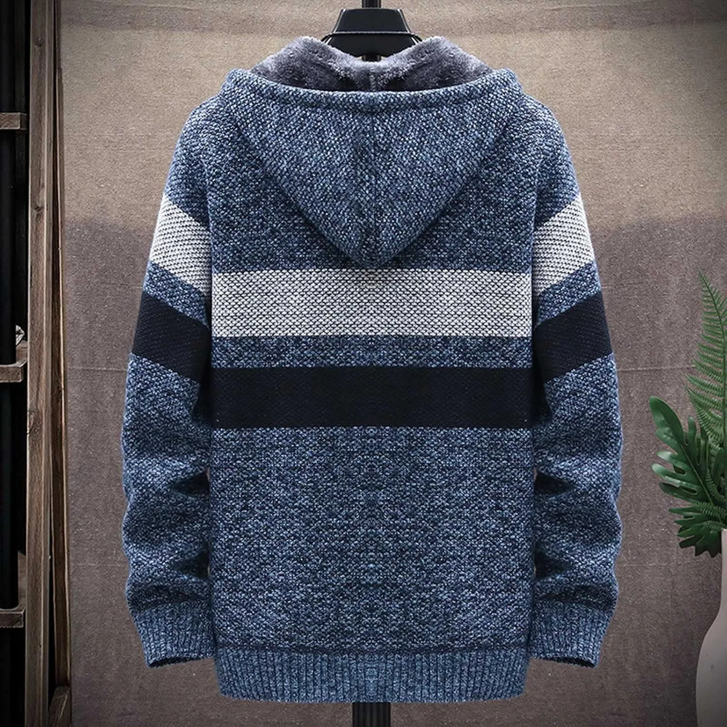 2024 Fashion Knitwear for Men's Sweater Coat Retro Lapel Button Plus Size Cable Knited Cardigan Henley Sweater