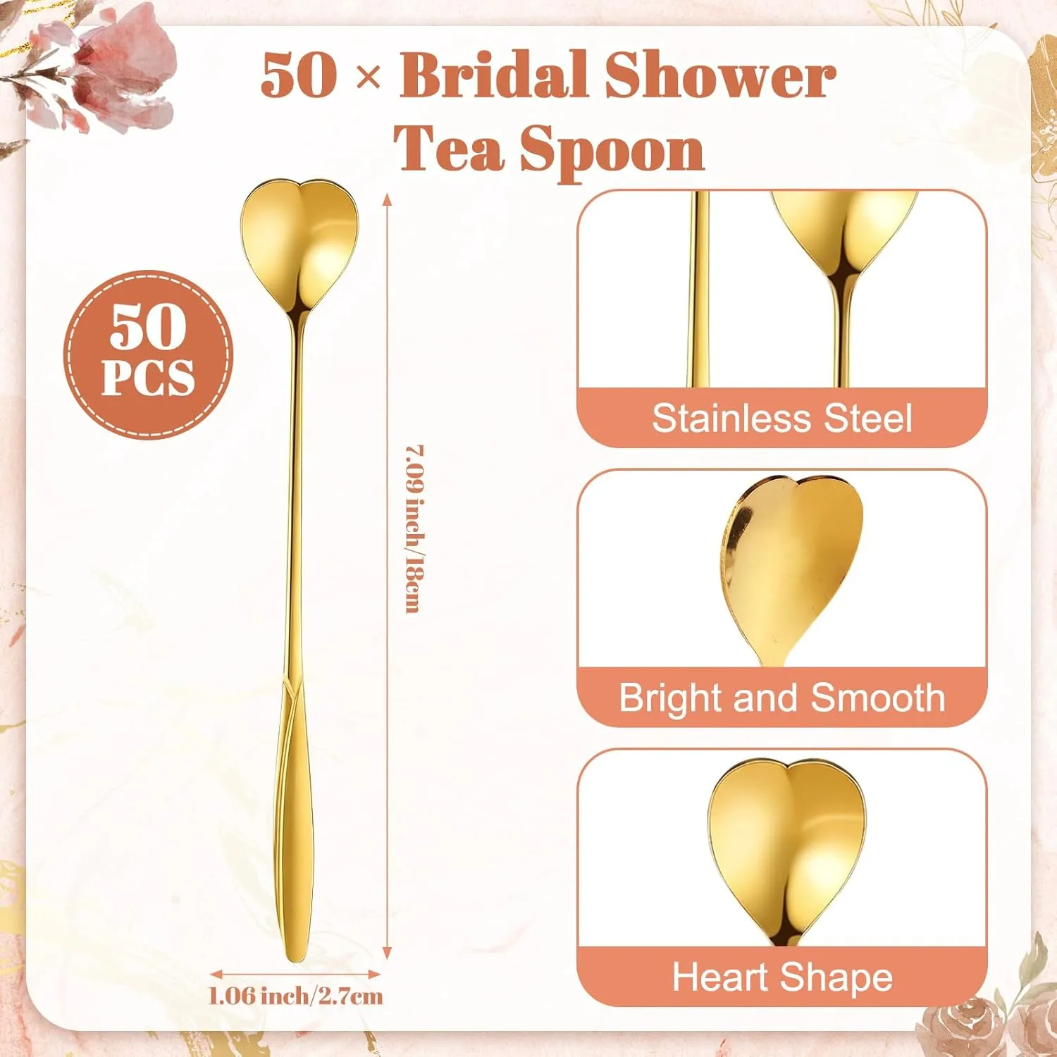 25 Sets Bridal Shower Tea Party Favors for Guests Heart Spoon Kraft Paper Envelopes for Tea with Thank You Cards and Organza Bags Wedding Souvenir Gifts
