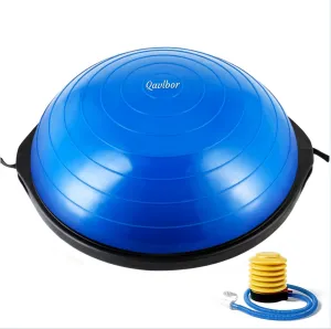 25in Balance Ball, Half Exercise Ball with Resistance Bands and Pump, Half Balance Ball Trainer for Core Strength and Fitness at Home or Gym, Extra Yoga Ball Included, Support for 2000 lbs