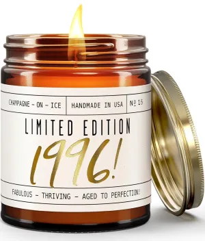 29th Birthday Gifts for Women - 'Limited Edition 1996' Soy Candle, w/Champagne on Ice I 29 Birthday Gifts for Women I 29st Birthday Gift for Her Ideas I 9oz Reusable Jar, 50Hr Burn, Made in USA