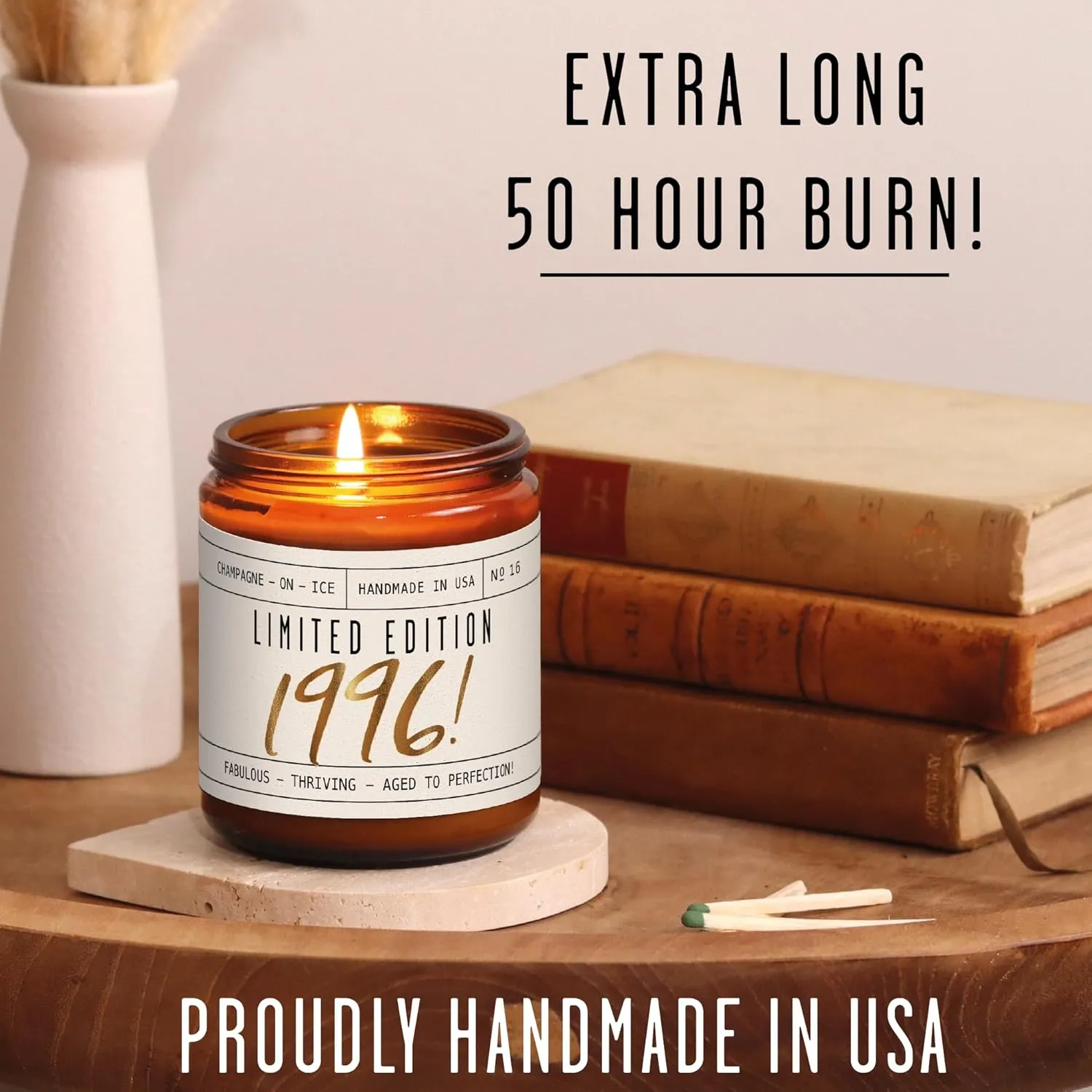 29th Birthday Gifts for Women - 'Limited Edition 1996' Soy Candle, w/Champagne on Ice I 29 Birthday Gifts for Women I 29st Birthday Gift for Her Ideas I 9oz Reusable Jar, 50Hr Burn, Made in USA