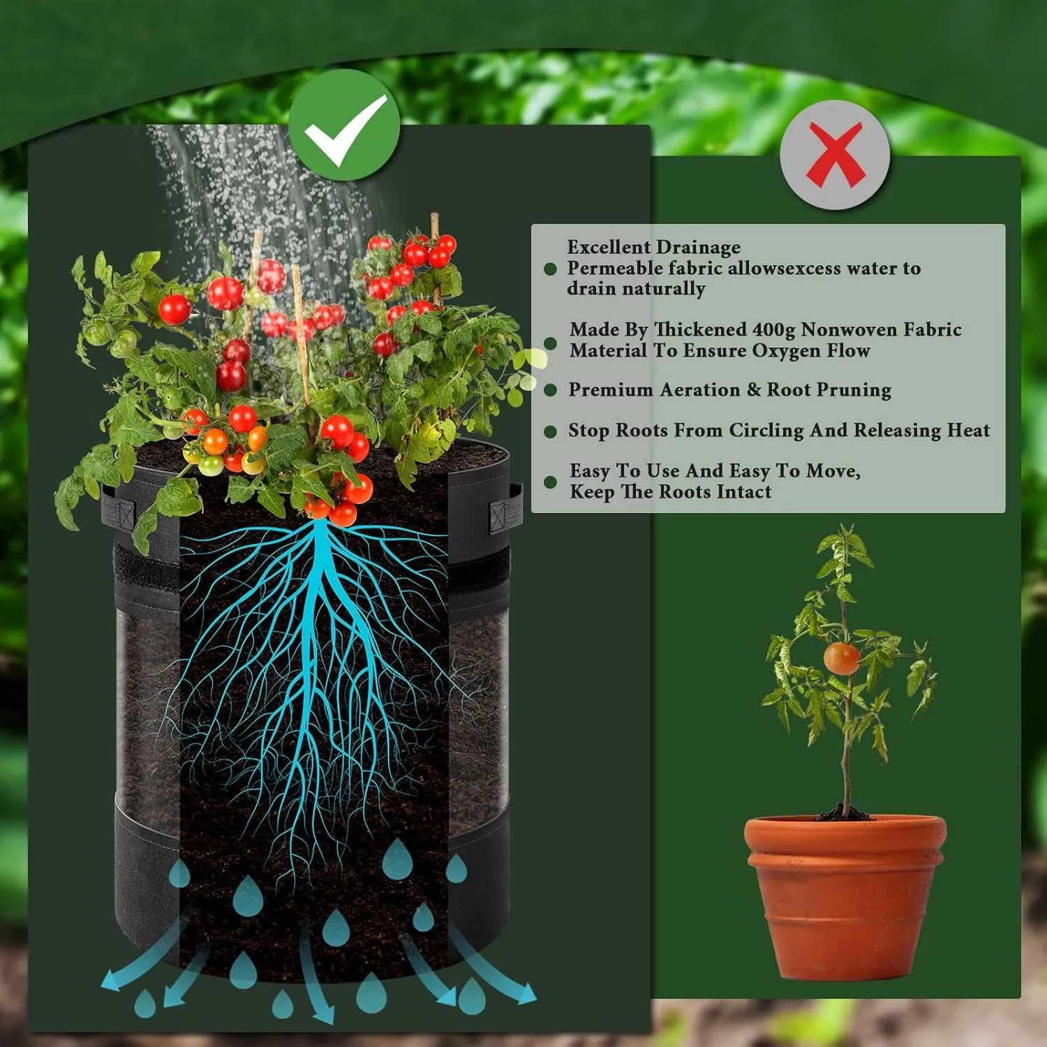 3 Pack 15 Gallon 360° Visibility Potato Grow Bags with Shading Flap, Plant Grow Bags for Growing Potatoes Heavy Duty Thickened Nonwoven Fabric Gardening Vegetable Growing Bags with Harvest Window