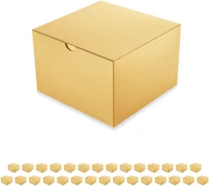30 Gift Boxes 6x6x4 Inches Small Christmas Gift Boxes with Lids, Gold Gift Boxes Bulks for Wedding, Party, Birthday, Bridesmaid Proposal Boxes for Light Weight Gifts (Glossy Gold, Grain Texture)
