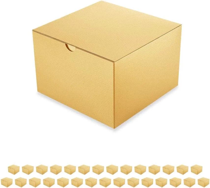 30 Gift Boxes 6x6x4 Inches Small Christmas Gift Boxes with Lids, Gold Gift Boxes Bulks for Wedding, Party, Birthday, Bridesmaid Proposal Boxes for Light Weight Gifts (Glossy Gold, Grain Texture)