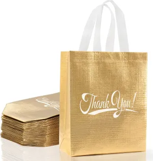 30 Pcs Thank You Gift Bags with Handles Bulk Reusable Thank You Return Gift Bags Nonwoven Foldable Bag for Business, Shopping, Wedding, Baby Shower, Graduations, Party Favors