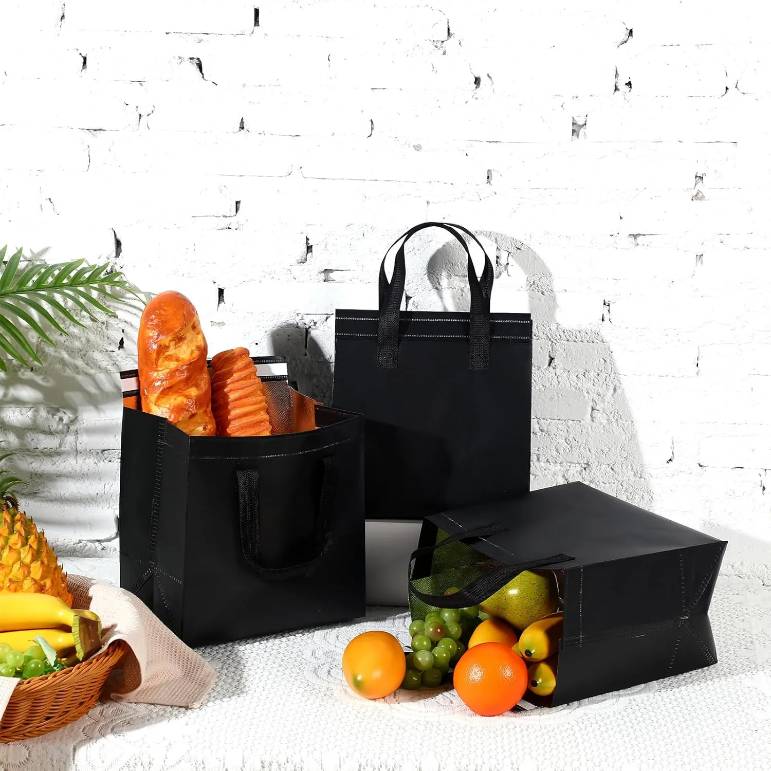 300 Pcs Insulated Take Away Bags Bulk Thermal Insulation Food for Coffee Milk Tea Hot Cold Food Fresh Seafood Cooler Pizza Delivery Bags for Catering Restaurant Grocery (Black)