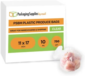 3000 pcs 11"X17" 4 Rolls HDPE Clear Produce Grocery Market Bag