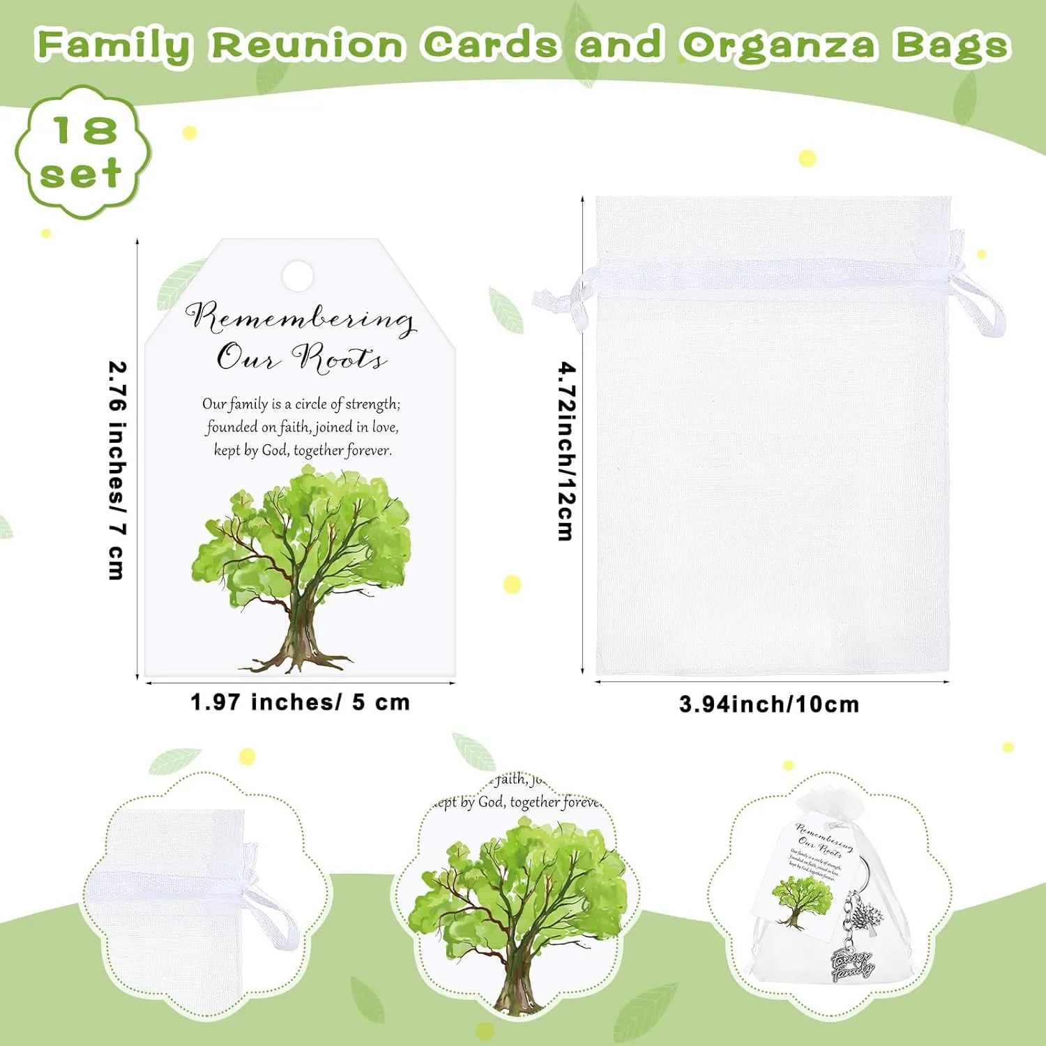 36 Sets Family Reunion Party Favors for Guests Forever Tree Keychains Bulk Gift Cards Bags for Souvenirs