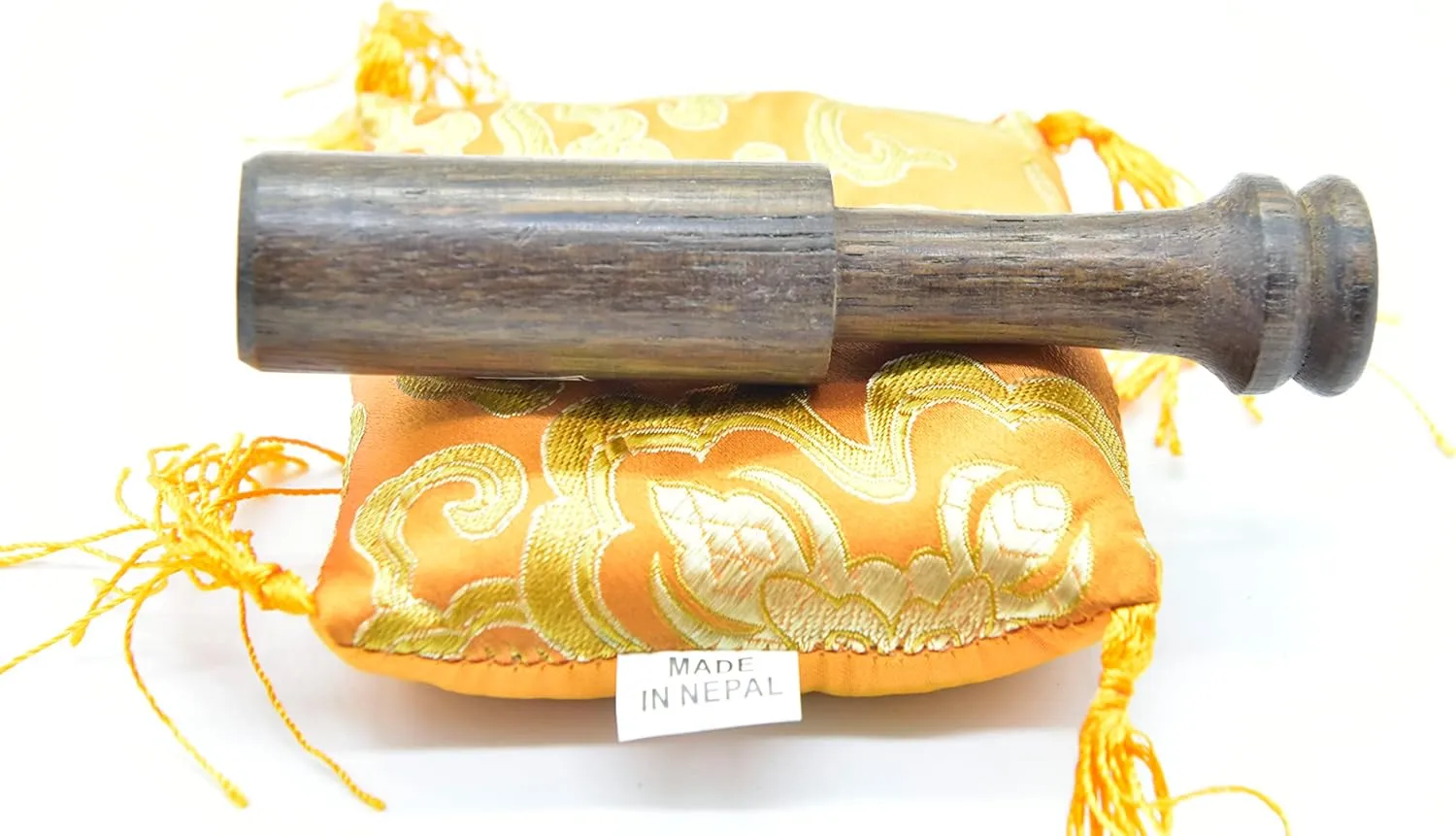 3.75" Tibetan Meditation Yoga Singing Bowl Green Set with free Wooden Mallet and Silk Cushion from Nepal, Singing bowls. (Orange)