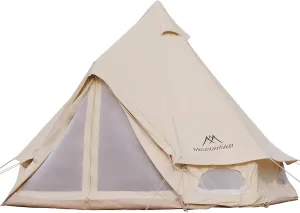4-5 Person Mongolian Tent, Glamping Tent with Cool Ventilation Mosquito Net Doors & Windows, Outdoor