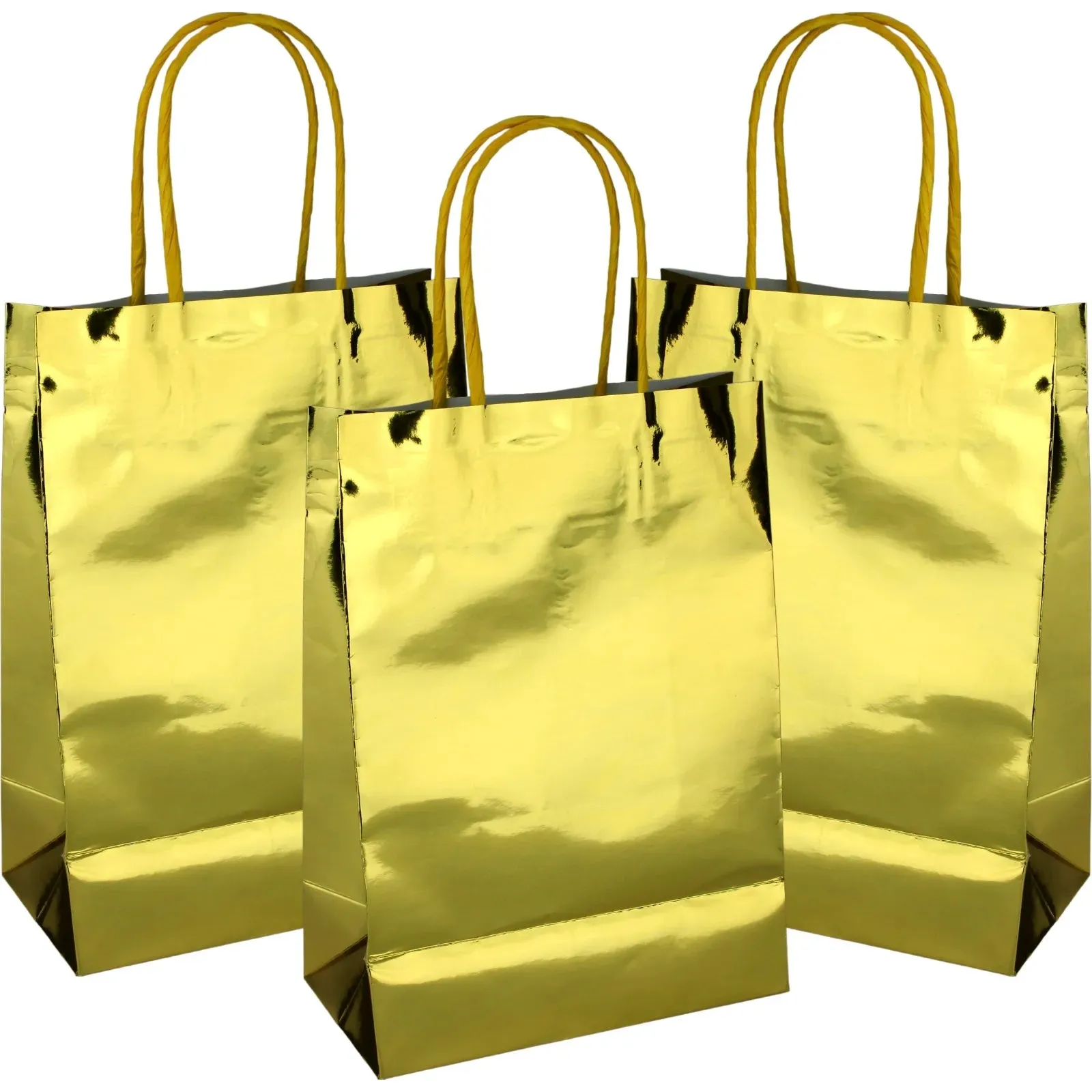 4PK 21cm Metallic Foil Gold Paper Gift Bags
