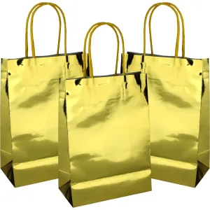 4PK 21cm Metallic Foil Gold Paper Gift Bags