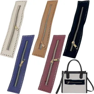 5 PCS PU Leather Zipper Leather Sewing Zippers PU Leather Bag Zipper Purse Black Handbag Sewing Zippers Frames with Hole Bulk Fastener for DIY Purse Sewing Handicraft Accessories