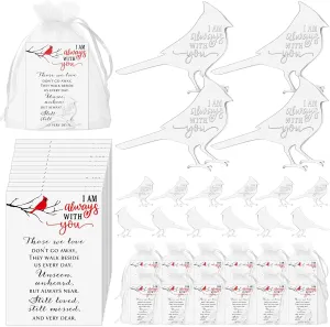 50 Sets Funeral Favors for Guests Cardinal Memorial Pocket Hug Token Memorial Coin with Funeral Prayer Cards Organza Bag Sympathy Gifts for Celebration of Life Loss of Loved One