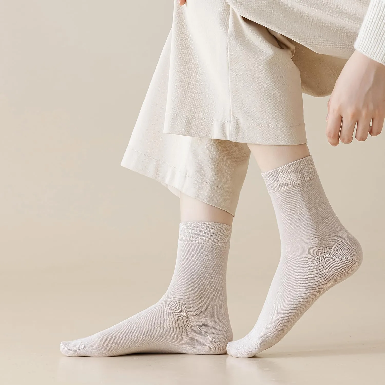 6 Pairs Womens Mulberry Silk Crew Socks, Soft Spring Autumn Socks Above Ankle Socks for Casual Dress Size 5-9