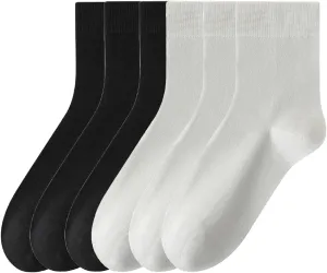 6 Pairs Womens Mulberry Silk Crew Socks, Soft Spring Autumn Socks Above Ankle Socks for Casual Dress Size 5-9