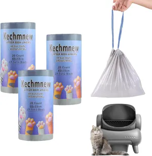 60 Count Cat Litter Replaced Waste Bags Liners for Neakas M1 Petpivot Autoscooper 11 Open-Top Self-Cleaning Cat Litter Box, Disposable Pet Wast Bags with Drawstring Heavy Duty Leak-proof
