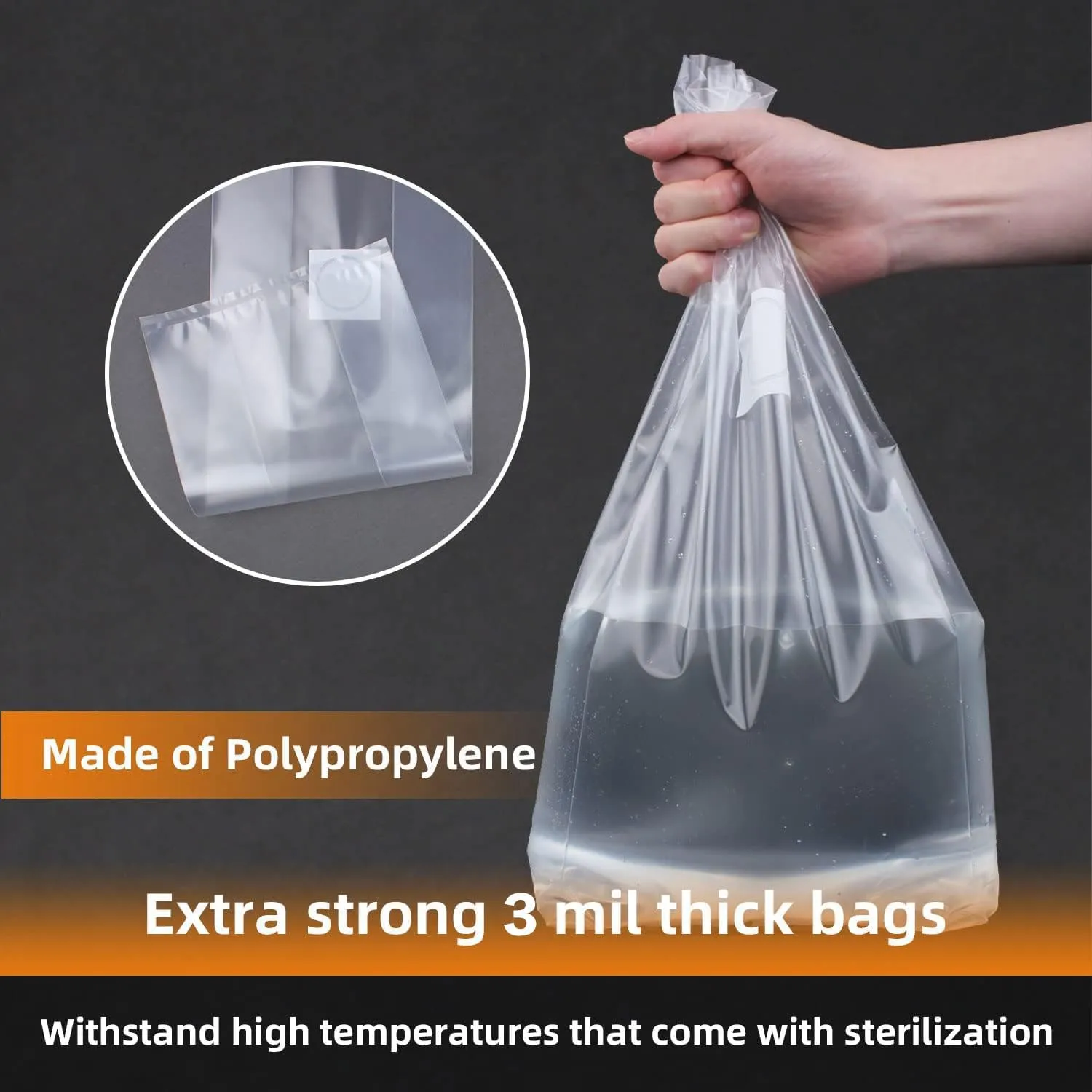 60 Pack Mushroom Grow Bags,Large 8" X 5" X 20" Mushroom Spawn Bag Bulk,Extra Thick 3 Mil Autoclavable Bags with Breathable 0.2 Micron Filter.