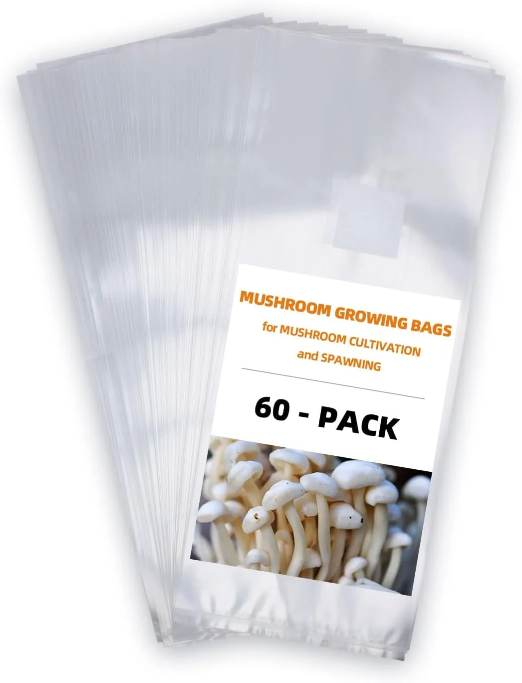 60 Pack Mushroom Grow Bags,Large 8" X 5" X 20" Mushroom Spawn Bag Bulk,Extra Thick 3 Mil Autoclavable Bags with Breathable 0.2 Micron Filter.
