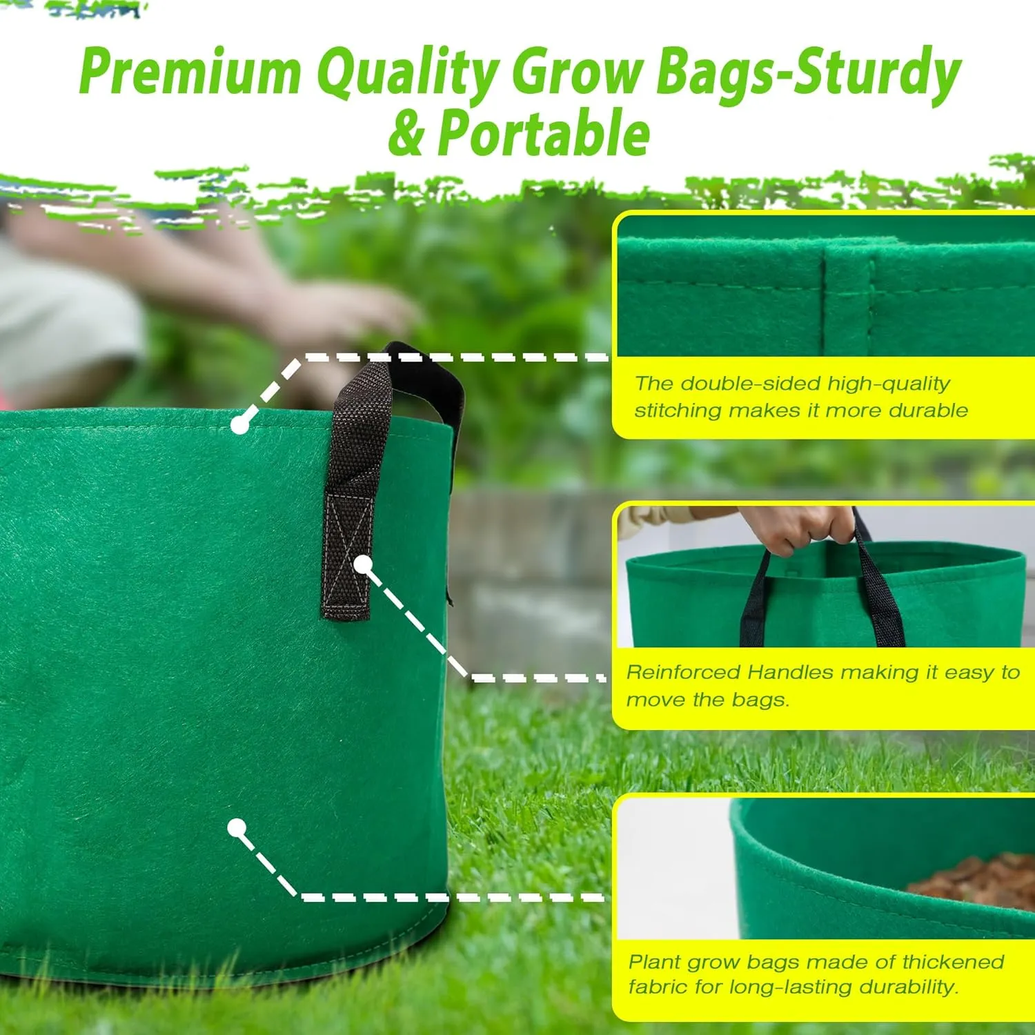 7 Pack 10 Gallon Plant Grow Bags - Mixed 7 Colors with Reinforced Handles & Aeration Design, Ideal for Tomato, Flowers & Fruits