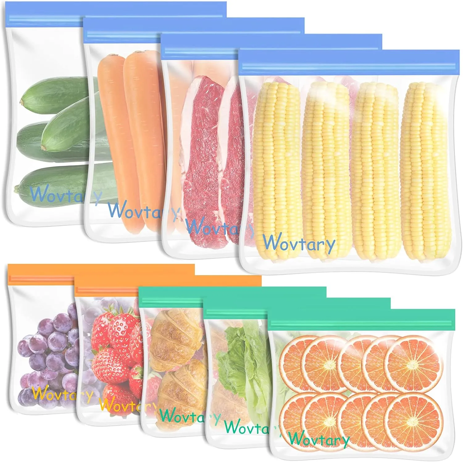 9 Pack Reusable Sandwich Bags,Dishwasher Safe Reusable Storage Bags,Reusable Snack Bags Leakproof Silicone - Free Plastic BPA Free Bags for Food Travel (9 Pack- 5 Sandwich Bags 4 Gallon Bags)