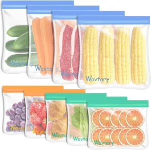 9 Pack Reusable Sandwich Bags,Dishwasher Safe Reusable Storage Bags,Reusable Snack Bags Leakproof Silicone - Free Plastic BPA Free Bags for Food Travel (9 Pack- 5 Sandwich Bags 4 Gallon Bags)