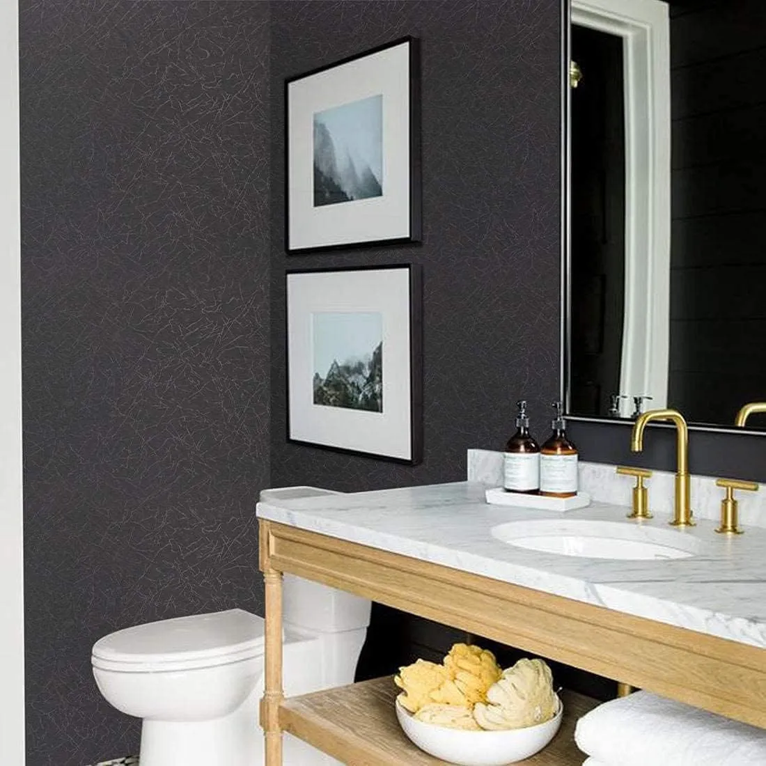 Abyssaly Black Silk Wallpaper Peel and Stick Embossed Self Adhesive Black Contact Paper Removable Kitchen Vinyl Textured Wall Paper Cabinet Furniture Shelf Liner 15.7" x 787.4"