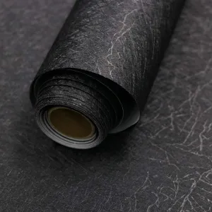 Abyssaly Black Silk Wallpaper Peel and Stick Embossed Self Adhesive Black Contact Paper Removable Kitchen Vinyl Textured Wall Paper Cabinet Furniture Shelf Liner 15.7" x 787.4"