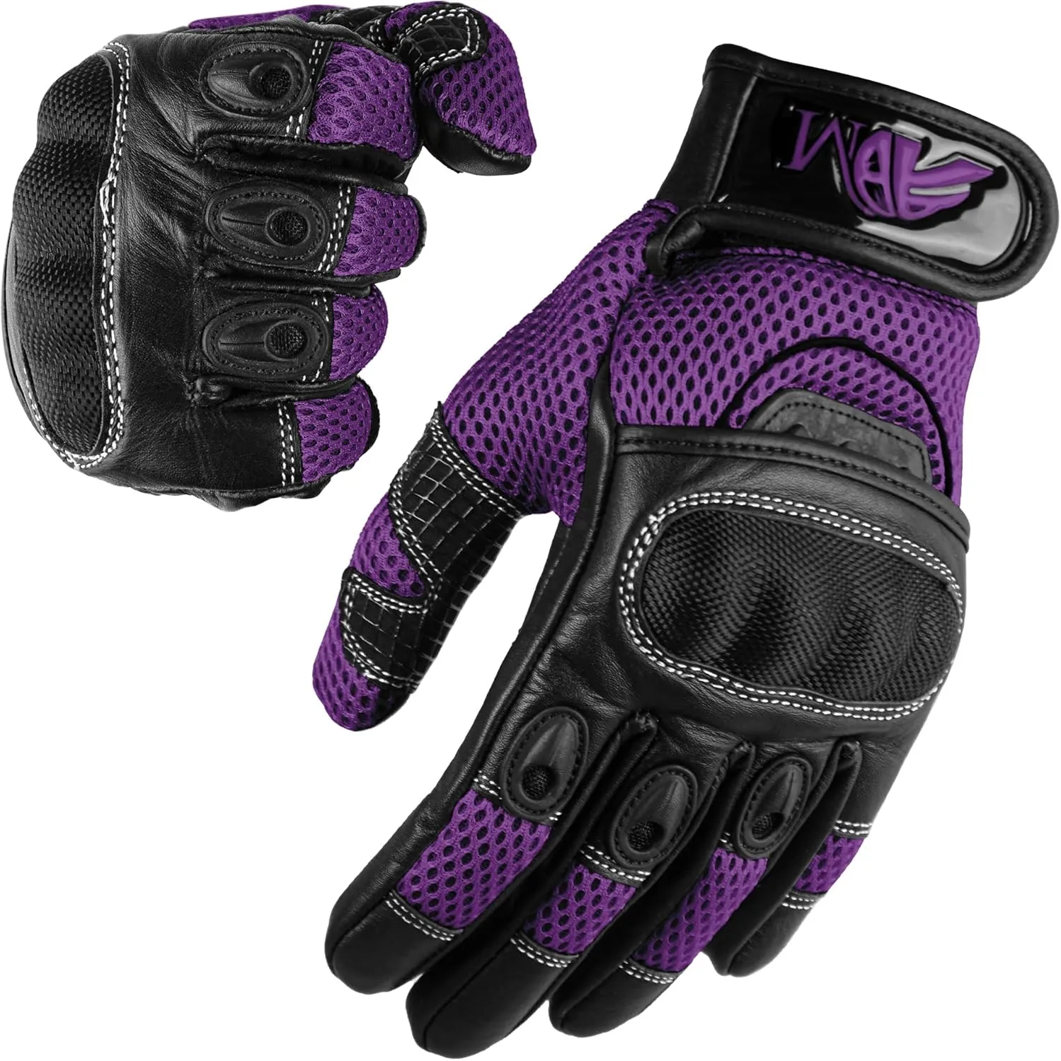 ADM Ladies Full Finger with Knuckle Shells for Protection Leather Comofortable Gloves for Motorbike, Mountain Bike, Racing, Cycling Gloves 9001 LDY Colour: Black-Pink