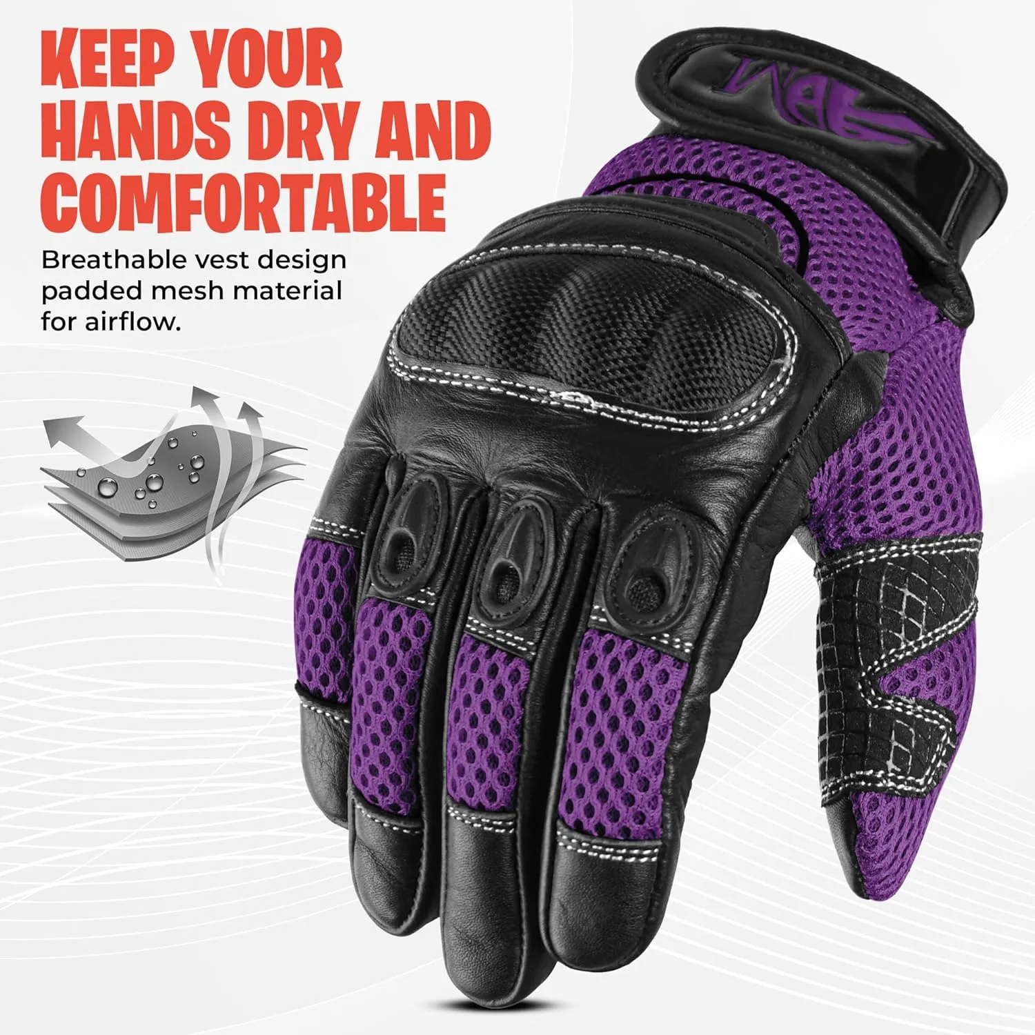 ADM Ladies Full Finger with Knuckle Shells for Protection Leather Comofortable Gloves for Motorbike, Mountain Bike, Racing, Cycling Gloves 9001 LDY Colour: Black-Pink