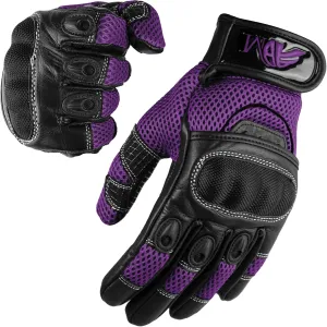 ADM Ladies Full Finger with Knuckle Shells for Protection Leather Comofortable Gloves for Motorbike, Mountain Bike, Racing, Cycling Gloves 9001 LDY Colour: Black-Pink