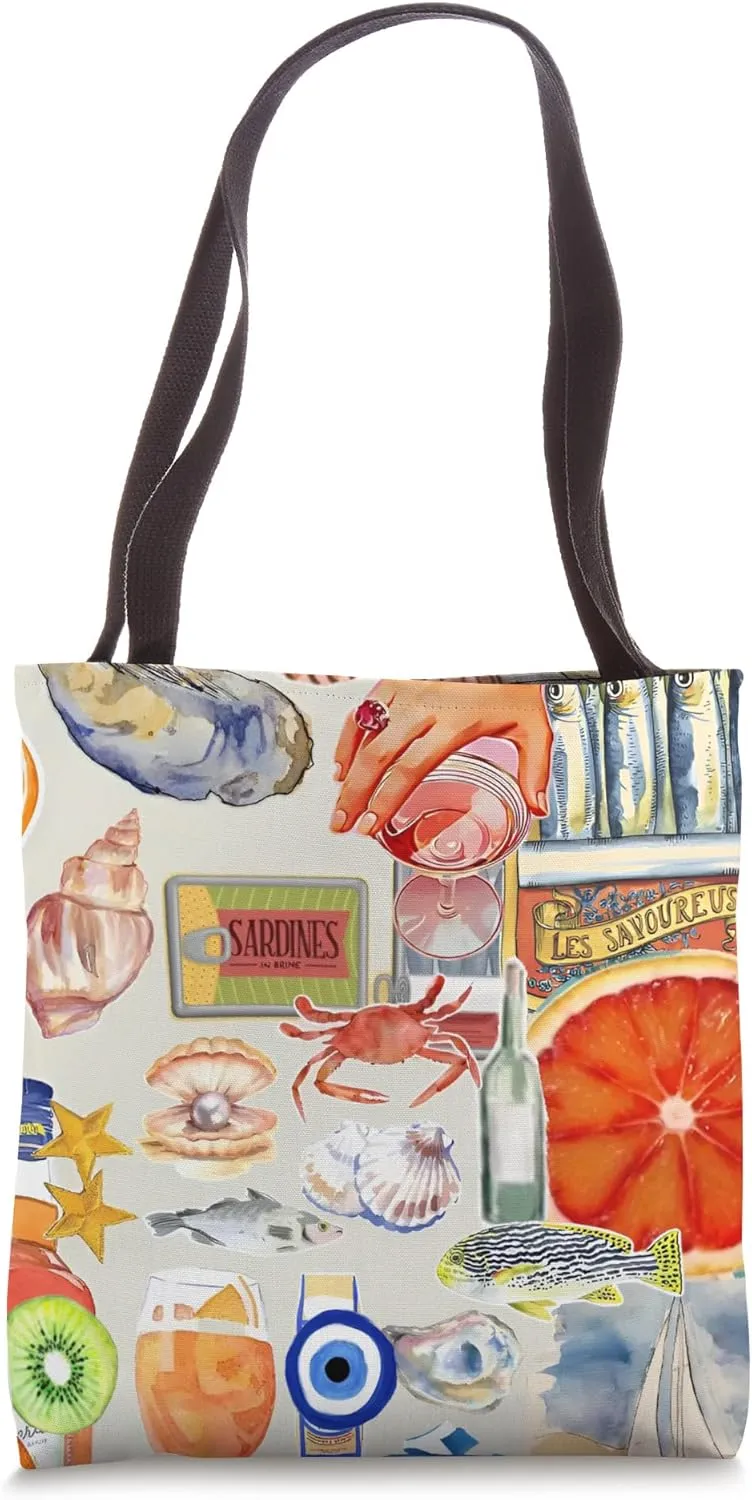 Aesthetic Summer European Italian Beach Collage Tote Bag