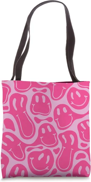 aesthetic trippy pink liquid swirl dripping smile face Tote Bag