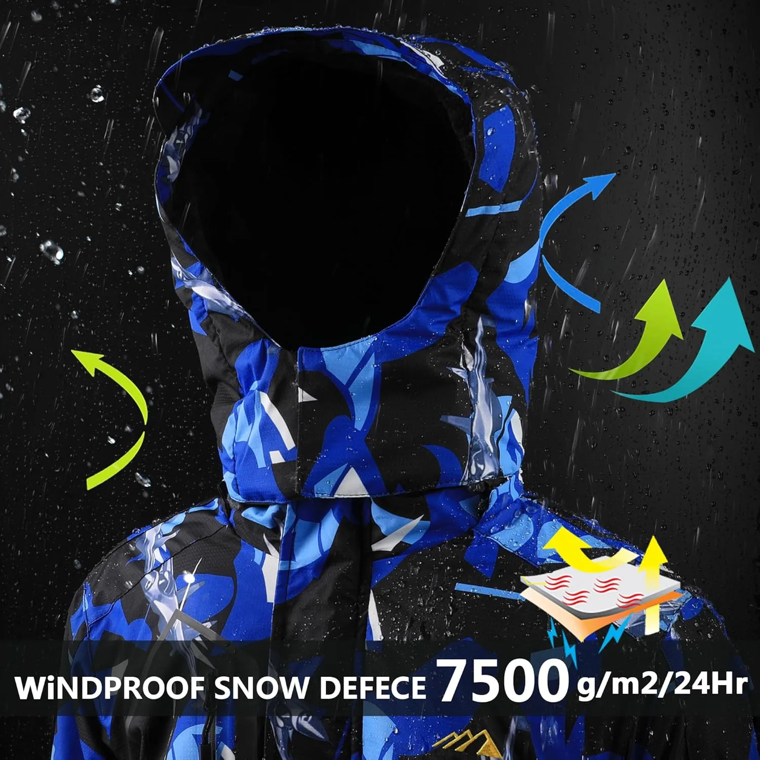 AFILOK Boy's Ski Jacket Waterproof Breathable Kids Fleece Lined Windproof Hooded Snowboard Coats
