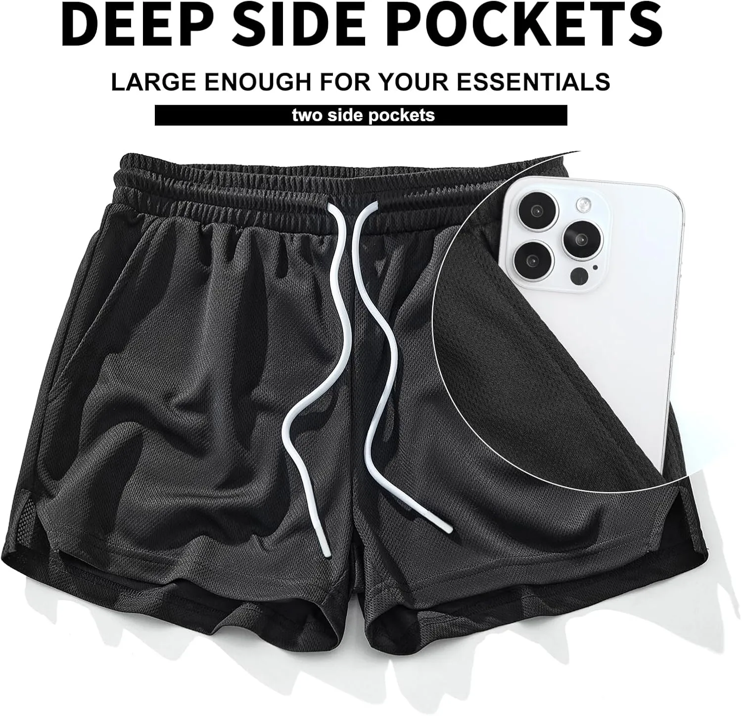 AIMPACT Mens Mesh Running Shorts 3 Inch Quick Dry Gym Athletic Workout Shorts for Men with Pockets