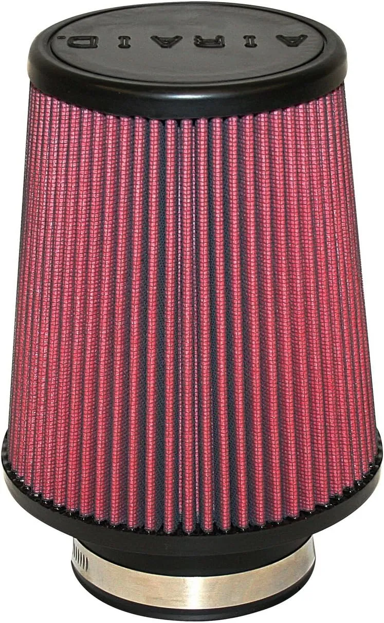 Airaid 700-451 Universal Clamp-On Air Filter: Round Tapered; 3.5 in (89 mm) Flange ID; 7 in (178 mm) Height; 6 in (152 mm) Base; 4.625 in (117 mm) Top