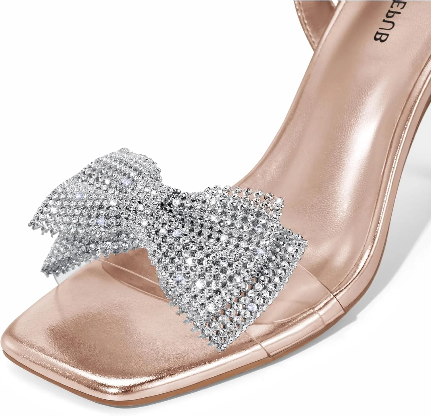 ALICEPUB Women's Braided Heeled Sandals 3 inch Chunky Block Heels Strappy Heels Square Open Toe Heels for Women Wedding Party Dressy