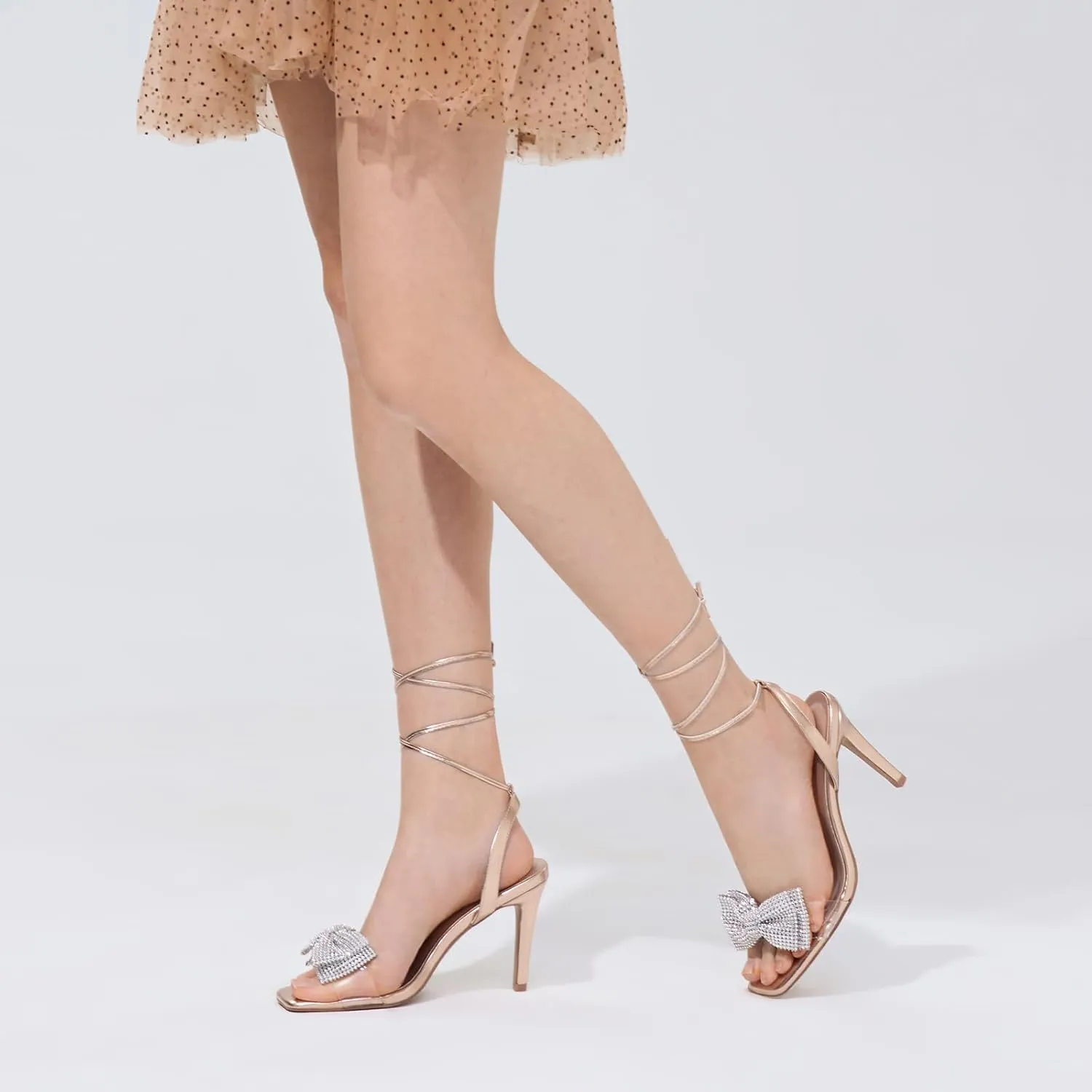 ALICEPUB Women's Braided Heeled Sandals 3 inch Chunky Block Heels Strappy Heels Square Open Toe Heels for Women Wedding Party Dressy