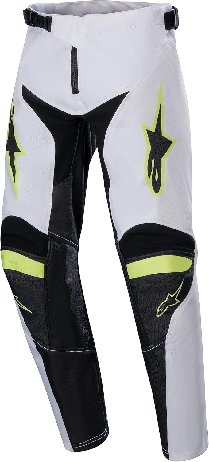 Alpinestars 3743724-2029-22: Youth Racer Lucent Pants Wht/Neon Rd/Ylw Fluo Sz 22