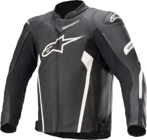 Alpinestars Faster V2 Leather Men's Street Motorcycle Jackets - Black/White / 48