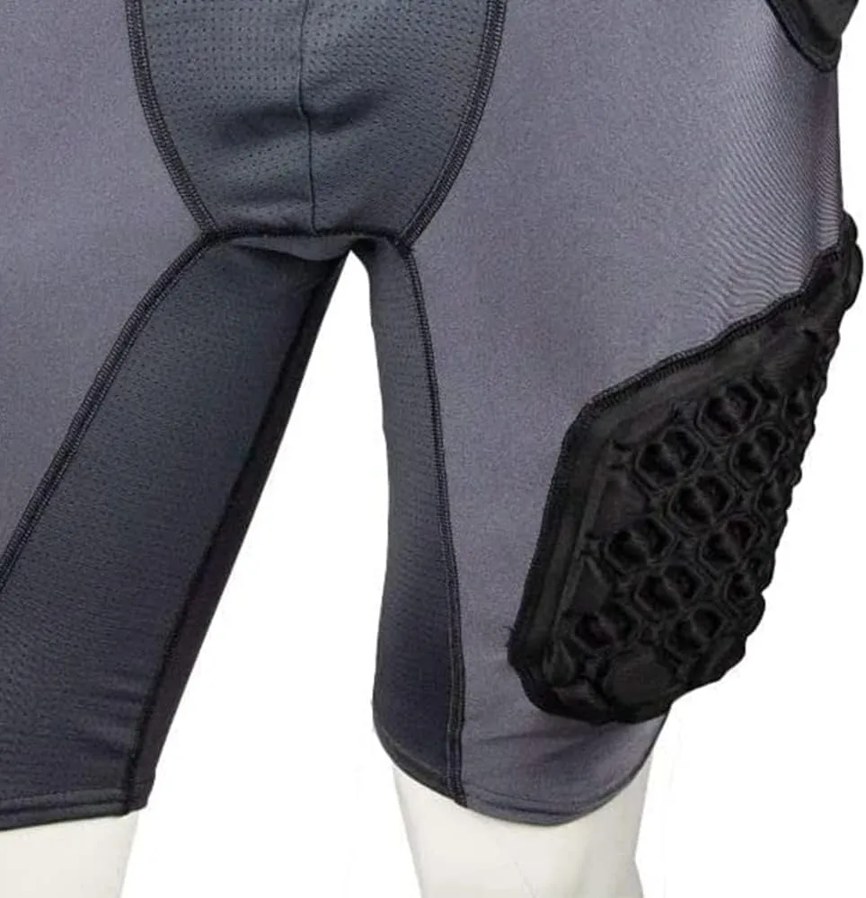 ALT III Adult High-Rise 5-Pad Integrated Girdle - Moisture-Wicking Padded Compression Girdle for Football - Mesh Ventilated Gussets - Sewn-in Hip, Tail, and Thigh Pads