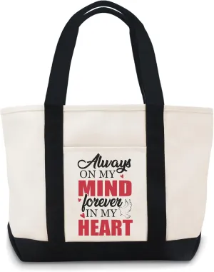 Always In My Minds Forever In My Heart Canvas Tote Bag Canvas Tote Bags Lightweight Reusable Grocery Shopping Cloth Bags