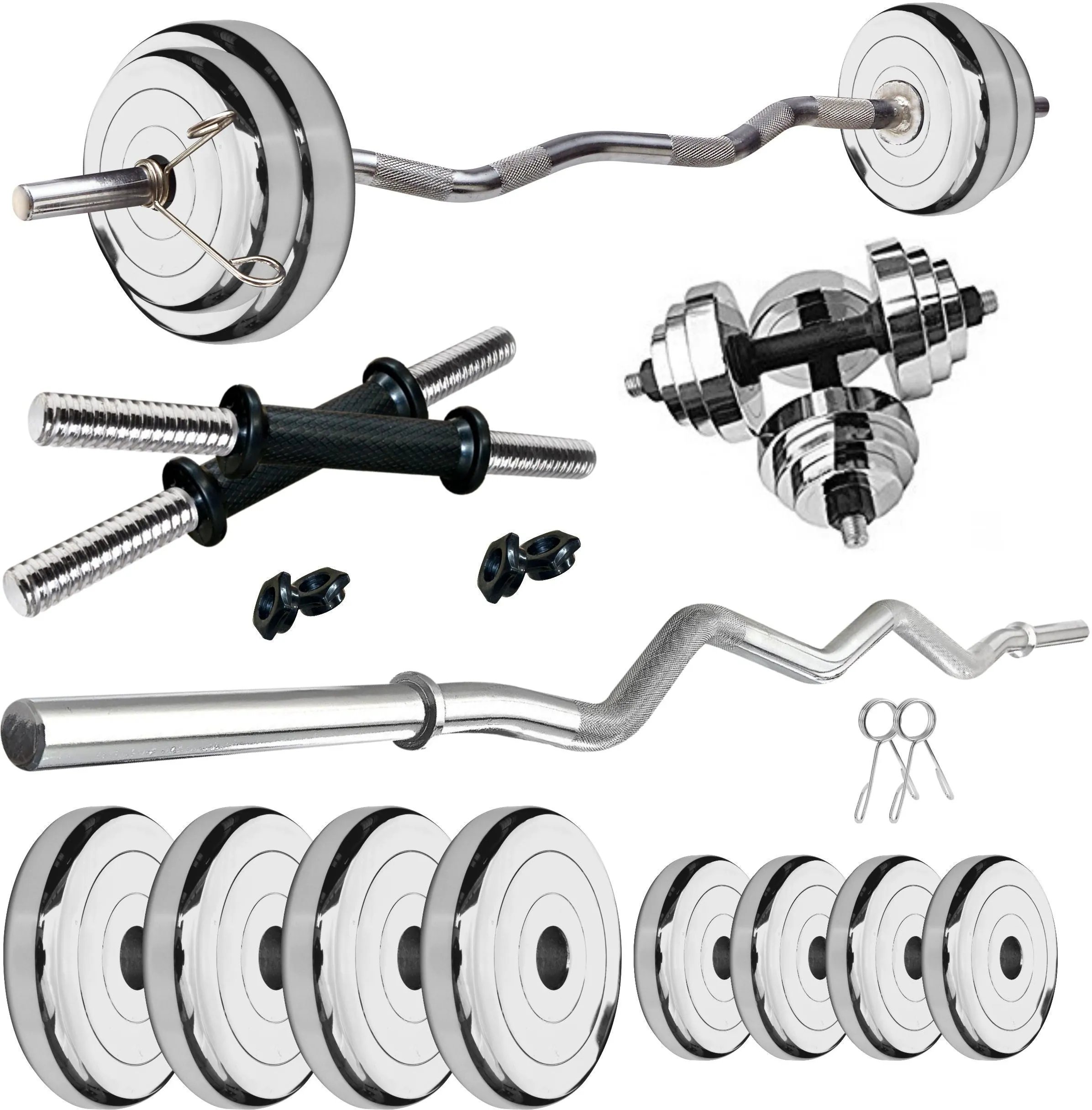 ALYV 30 kg Premium Steel Plate with One 3 Ft Curl and 1 Pair DM Rods Home Gym