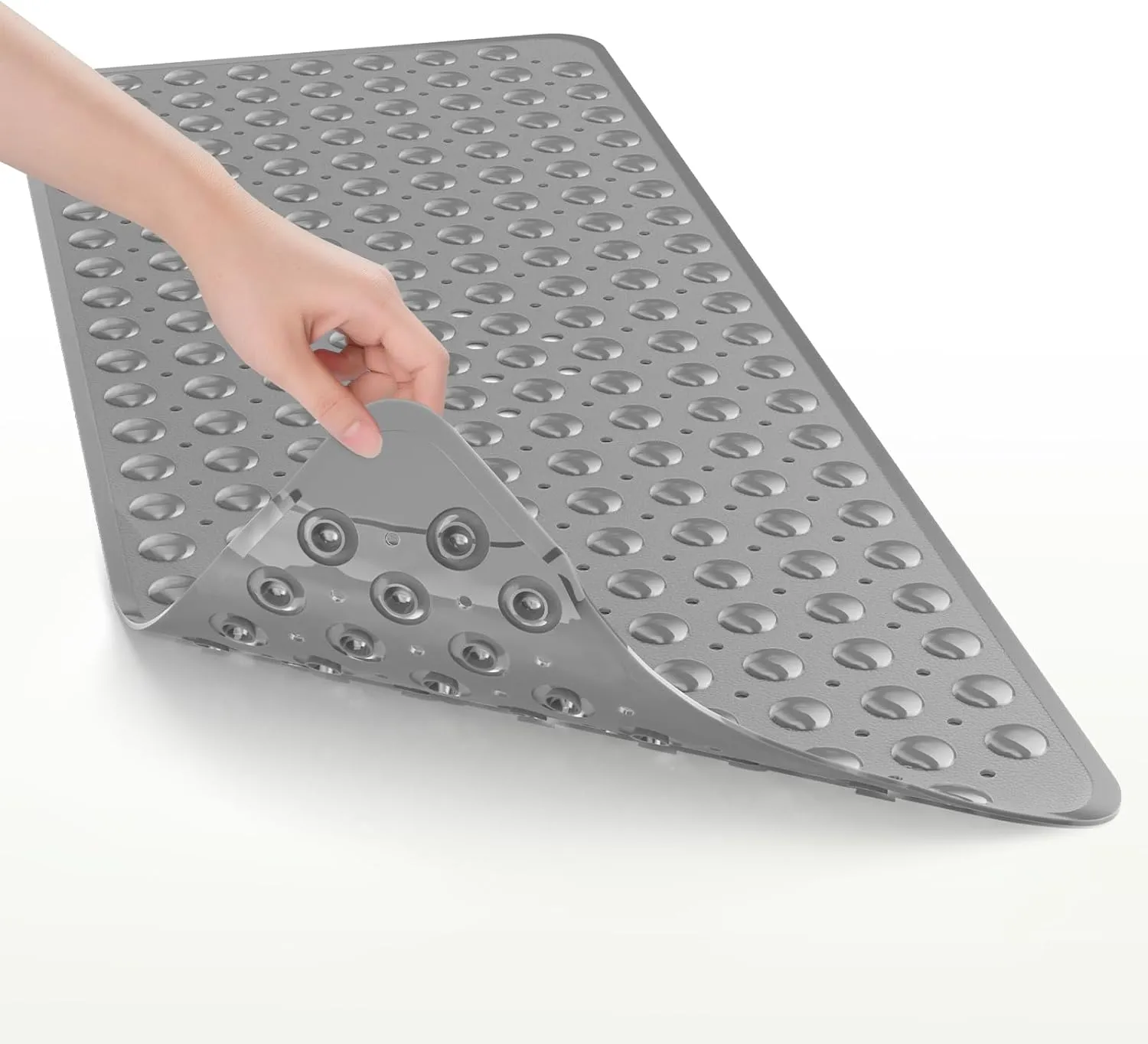 AmazerBath Shower Mat Non Slip 40 x 16 Inches, Shower Stall Mats with Suction Cups and Drain Holes, Non Slip Bath Mat for Tub for Elderly & Kids, Grey