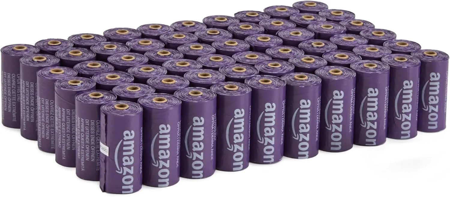 Amazon Basics Premium Lavender Scented Standard Dog Waste Bags, 900 bags,15 Count (Pack of 60)