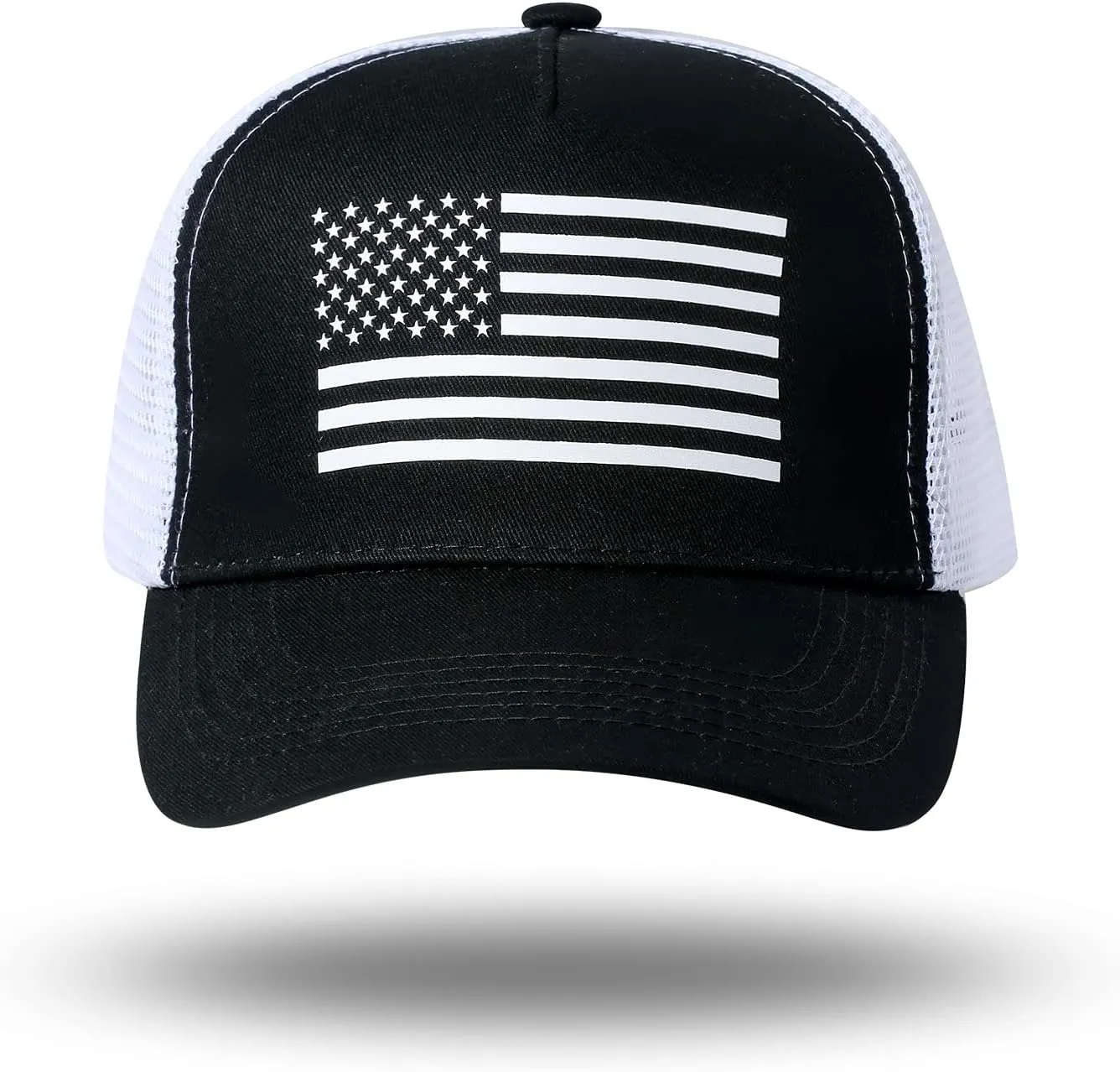 American Flag Trucker Hat - Snapback Hat, Baseball Cap for Men Women - Breathable Mesh Side, Adjustable Fit - for Casual Wear