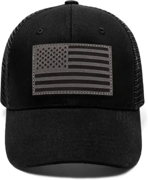 American Flag Trucker Hat - Snapback Hats for Men Women Baseball Cap - Breathable Mesh & Adjustable Fit for Casual Wear